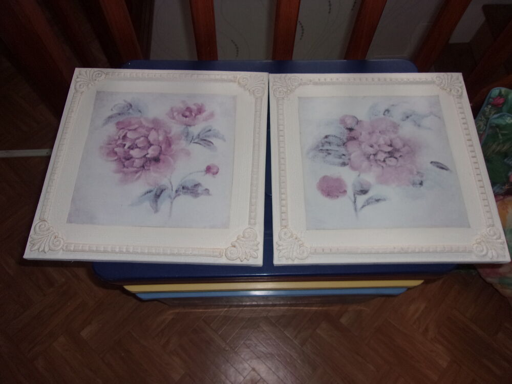  ensemble de deux cadre fleuri de 0,35x 035 de cot&eacute;s Décoration