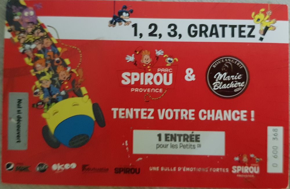 Ticket gagnant parc Spirou pour enfant de moins de 1,40 m Billetterie