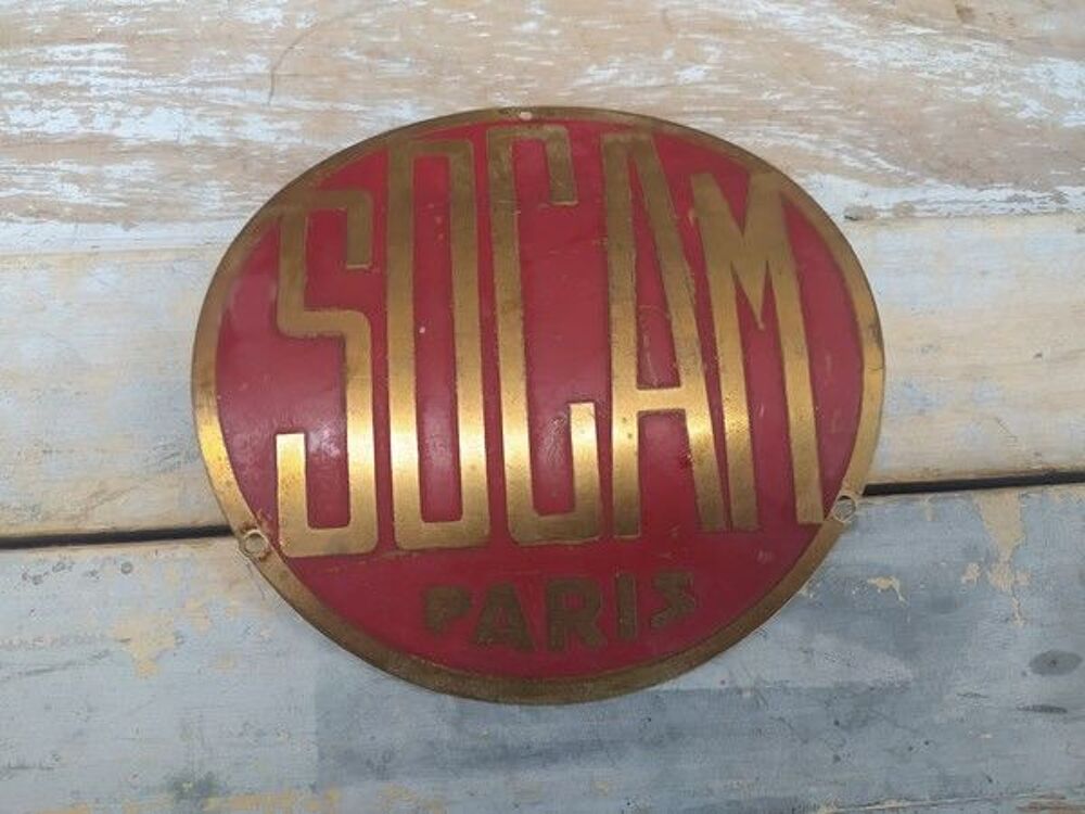 Ancienne Plaque Publicitaire Laiton Construction Socam Paris 