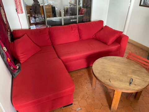 canap rouge 3 pl + mridienne (coffre de rangement) bon ta 100 Marseille 1 (13)
