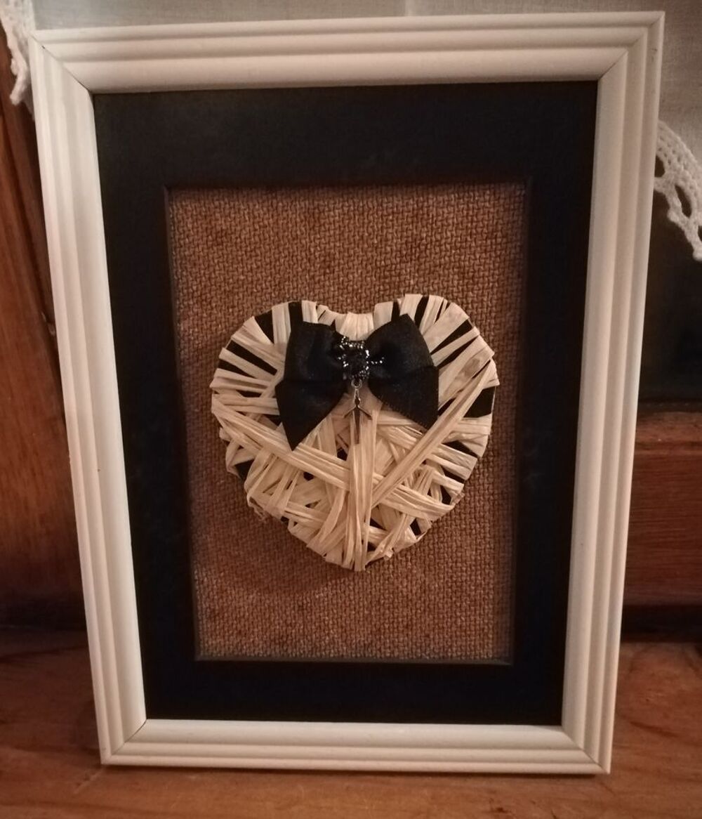 Tableau coeur raphia Dcoration
