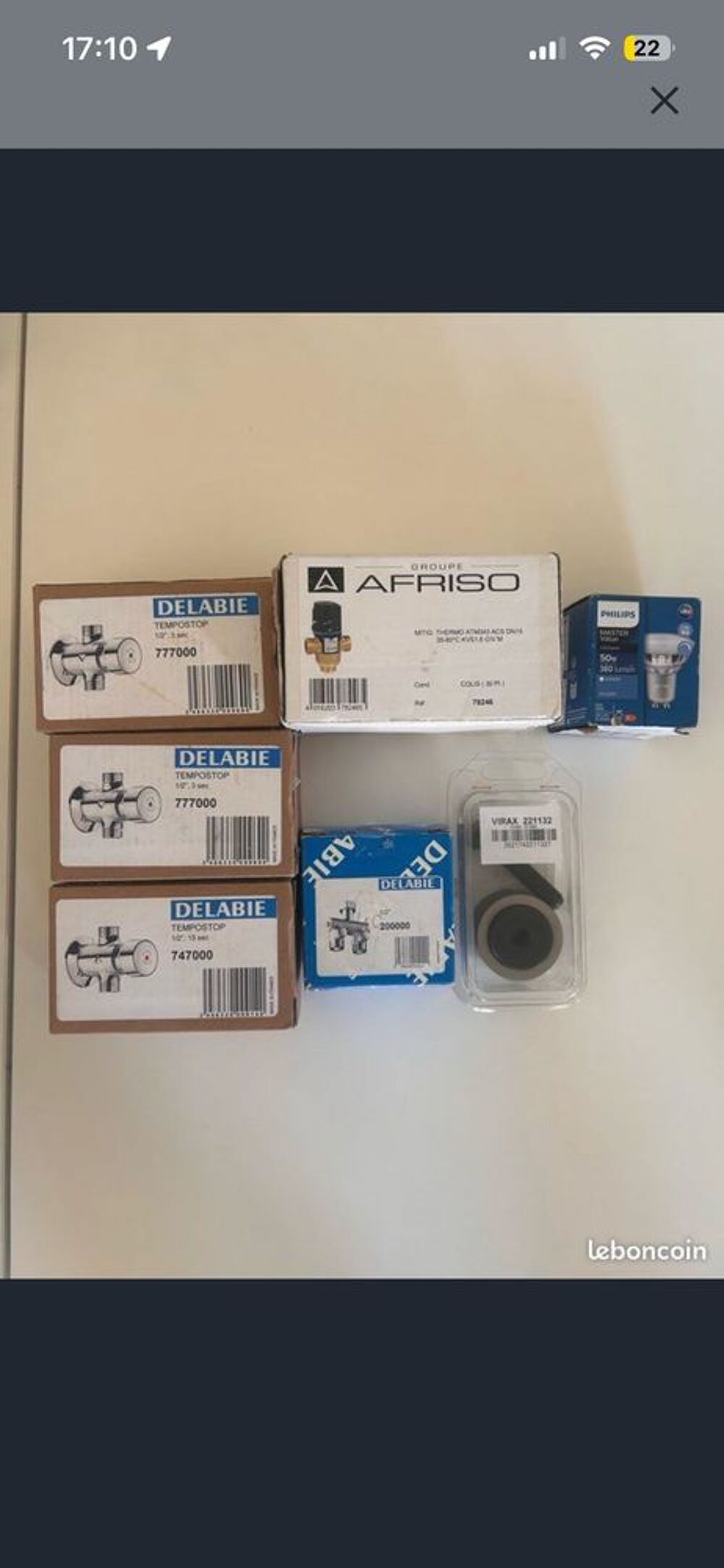 Lot plomberie pro neuf Delabie Tempostop Afriso Virax Bricolage