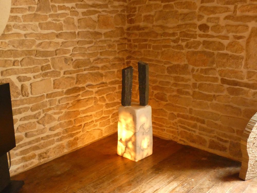 Sculpture en Marbre et Serpentine - Luminaire Décoration