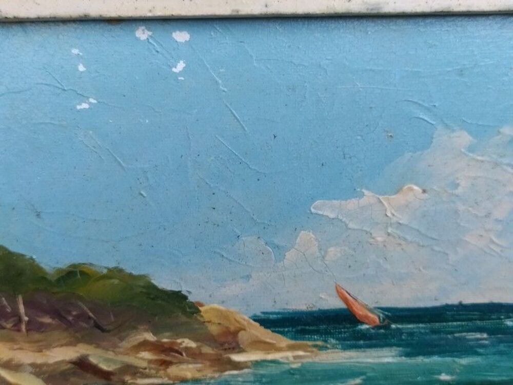 Tableau Porquerolles l'Oustaou de Diou Marine V. Bernard Décoration