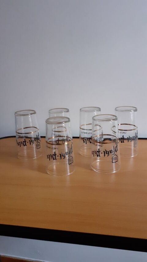 Lot de 6 verres à bière bistro anciens 15 Grisolles (82)