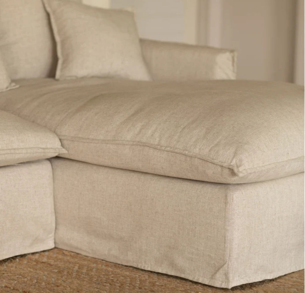 Canap&eacute; d'angle droit en lin beige neuf Meubles