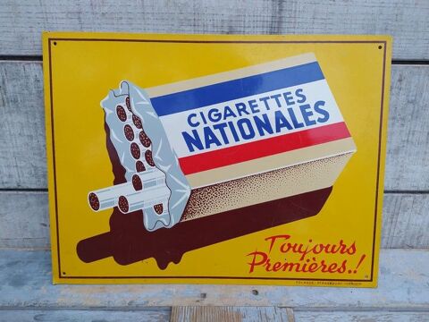 Ancienne Plaque Tôle Publicitaire Cigarettes Nationales 75 Loches (37)
