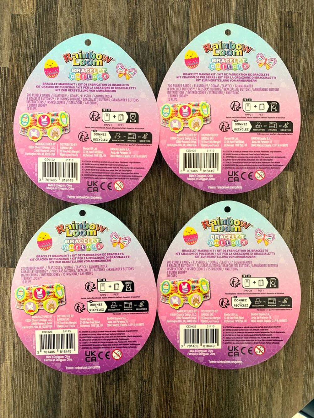 Lot de 4 Kits de Bracelets &agrave; Elastiques "Bunny Loom" Neufs Jeux / jouets