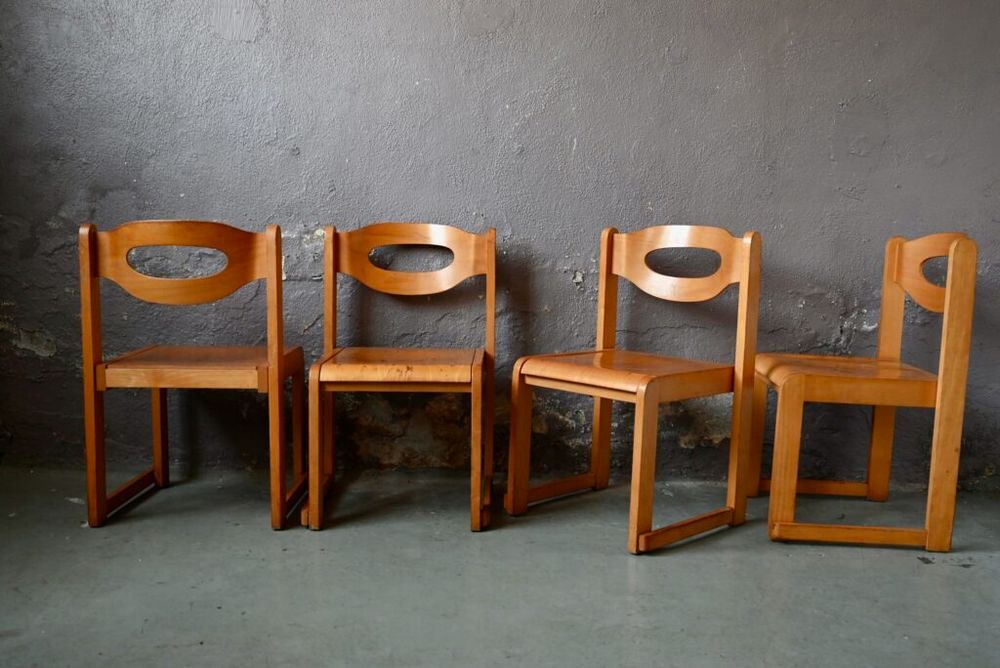 Lot de 8 Chaises vintage scandinaves "?il" en bois design Meubles