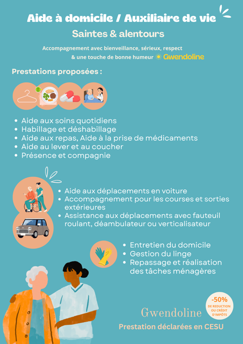 aide &agrave; domicile et auxiliaire de vie 0 17100 Saintes