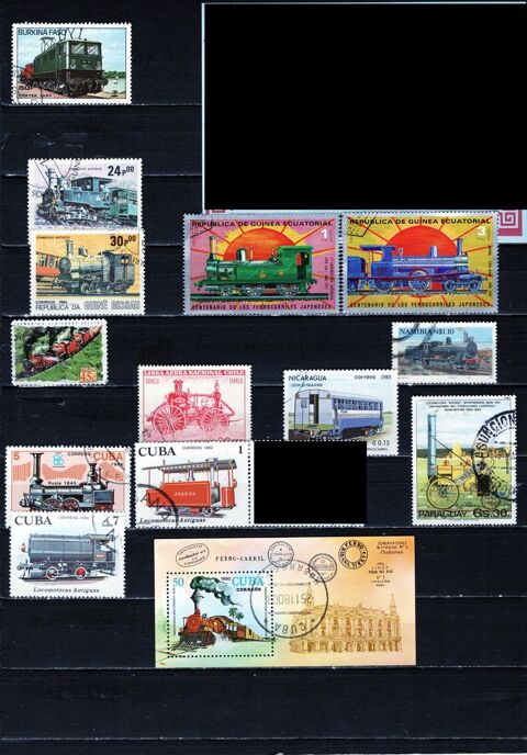 lot de 53 timbres du MONDE avec des TRAINS 4 Les �glisottes-et-Chalaures (33)