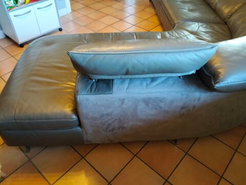 Canap� d'angle cuir gris Chirens (38)