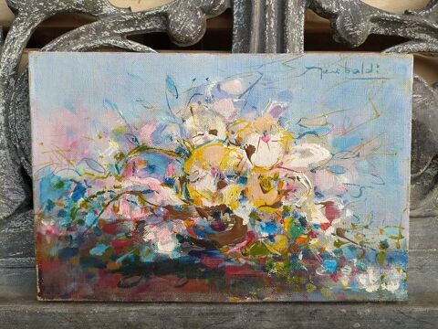 Tableau Bouquet de Fleur XXème Signé Pierre Baldi. 120 Loches (37)