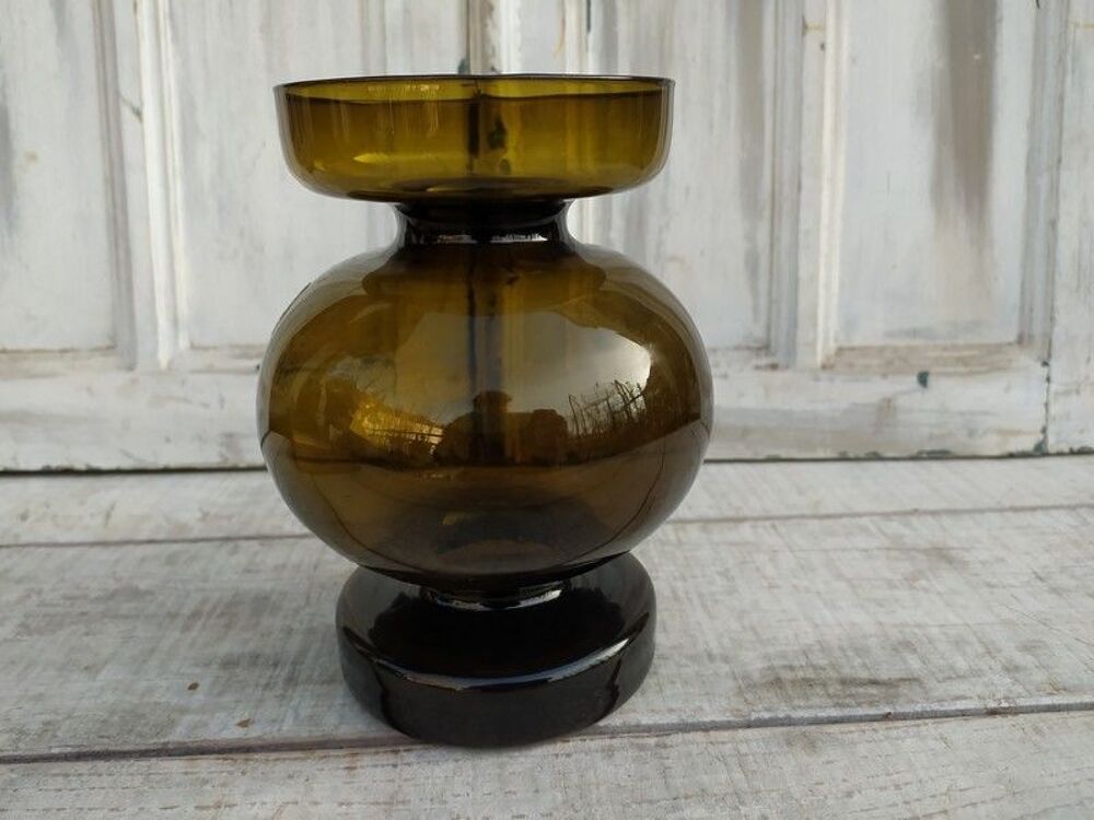 Vase Verre Fum&eacute; Vintage Design Scandinave Ingridglaser Décoration