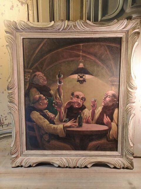 Tableau Moines Buvants Cadre Ancien 300 Loches (37)