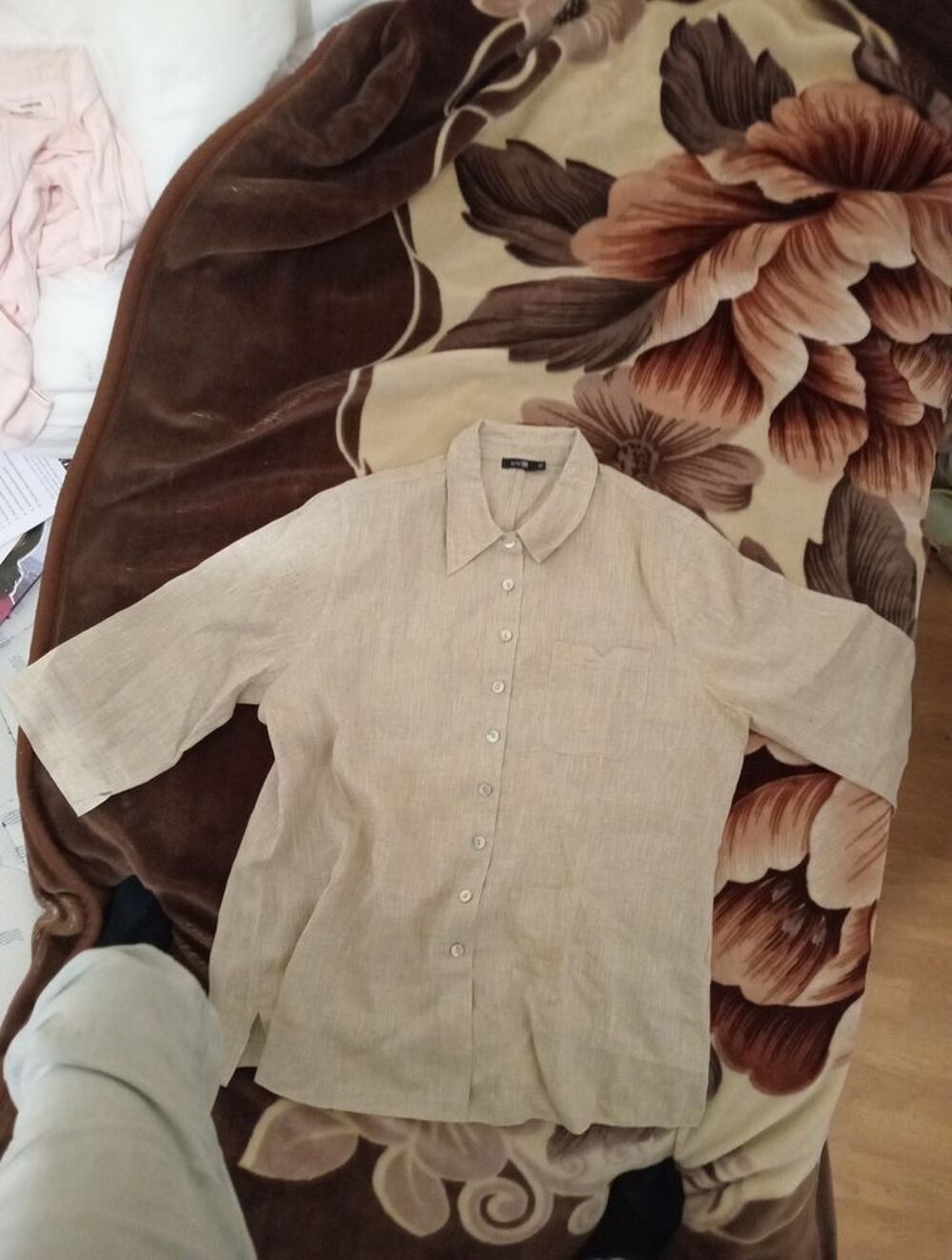 Chemisier Vintage Autre Ton 100% Lin T44 Vêtements