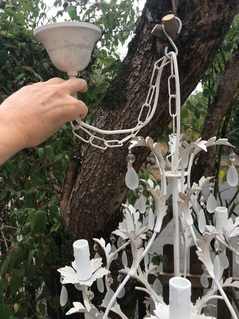 lustre pampilles  blanc 6 feux Abzac (33)