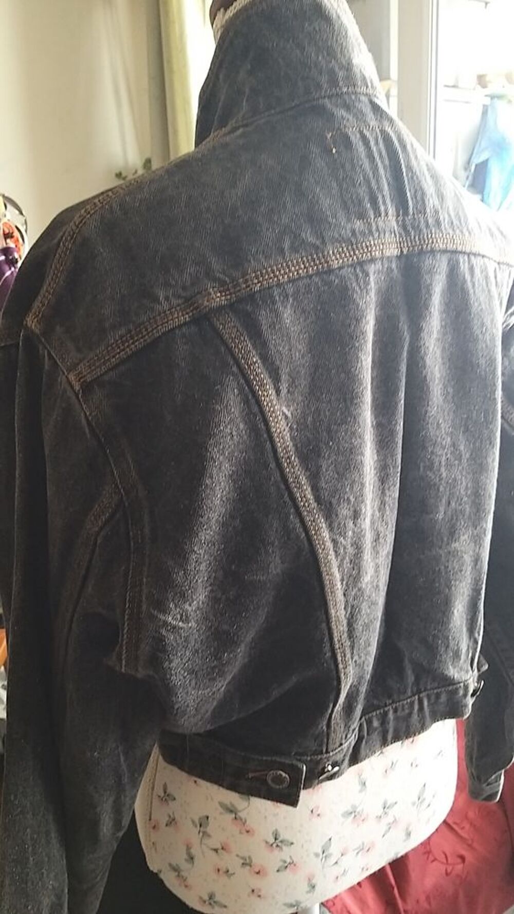 blouson jeans black d&eacute;lav&eacute; Vêtements
