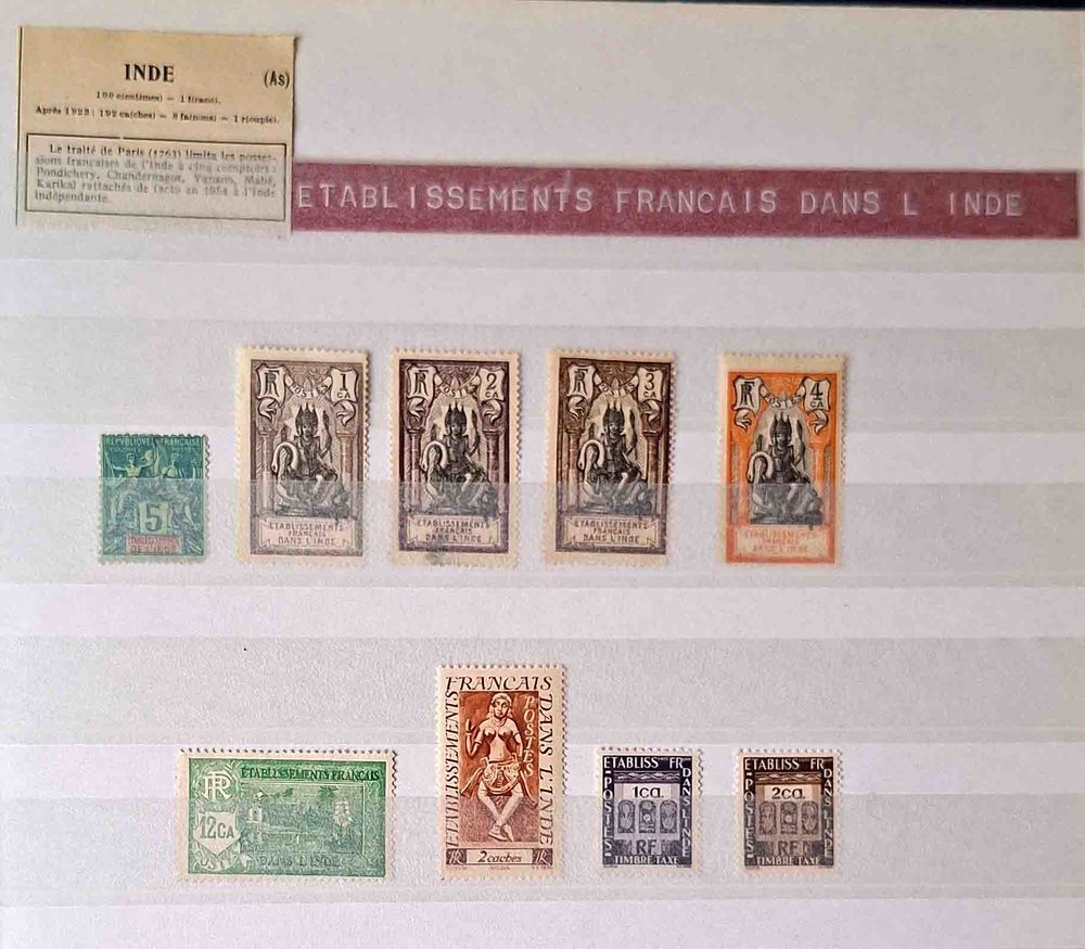 Timbres de l'Etablissement Fran&ccedil;ais dans l'Inde 