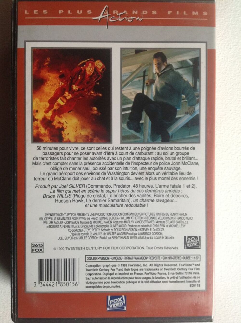 58 MINUTES POUR VIVRE DIE HARD 2 K7 ViD&Eacute;O EN TRES BON ETAT DVD et blu-ray