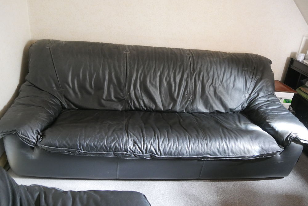 canap&eacute; cuir vachette noir Meubles