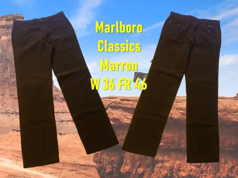 Pantalon Homme Marlboro Classics marron poches plaqu&eacute;es Vêtements