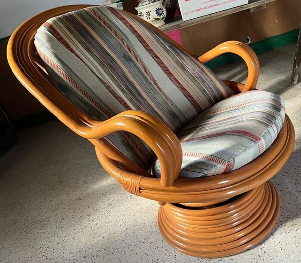 de deux fauteuils vintage en rotin Meubles