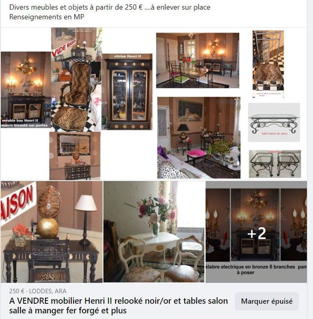 Vide Maison Meubles Henri II relook&eacute;s noir or Meubles