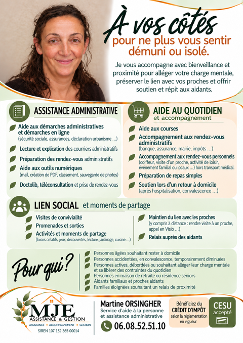 ASSISTANCE / AIDE AU QUOTIDIEN / ACCOMPAGNEMENT /LIEN SOCIAL 0 33720 Podensac