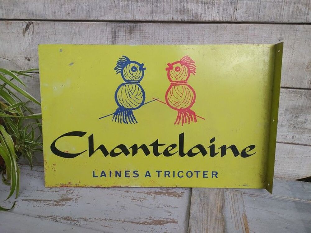 Plaque T&ocirc;le Publicitaire Chantelaine Laine Tricot Mercerie 