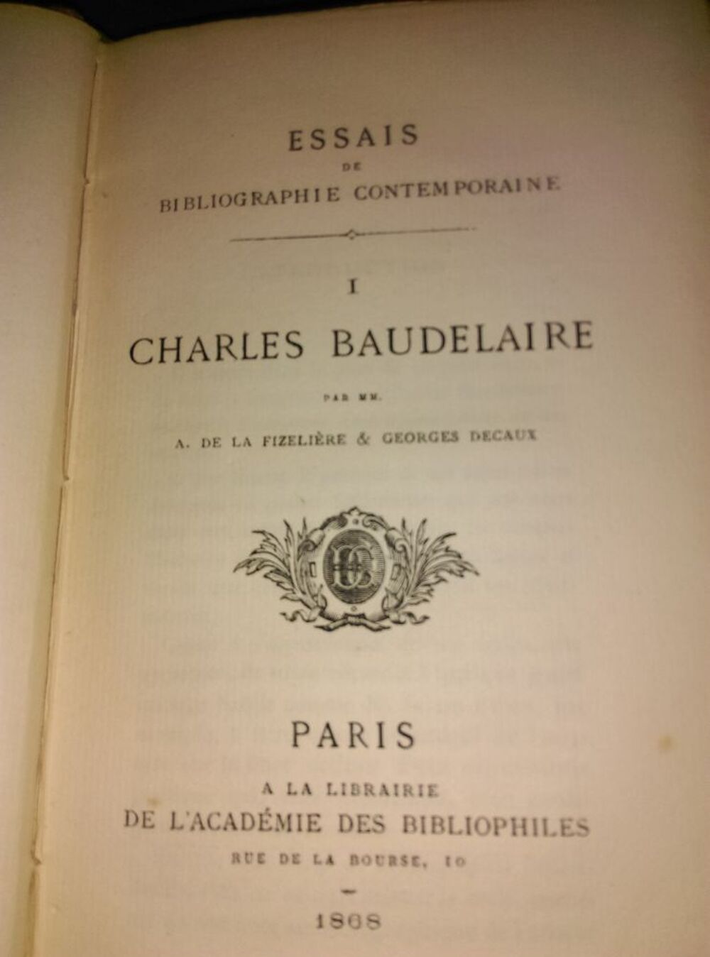 Rare ( Charles Baudelaire 1868 ) Livres et BD