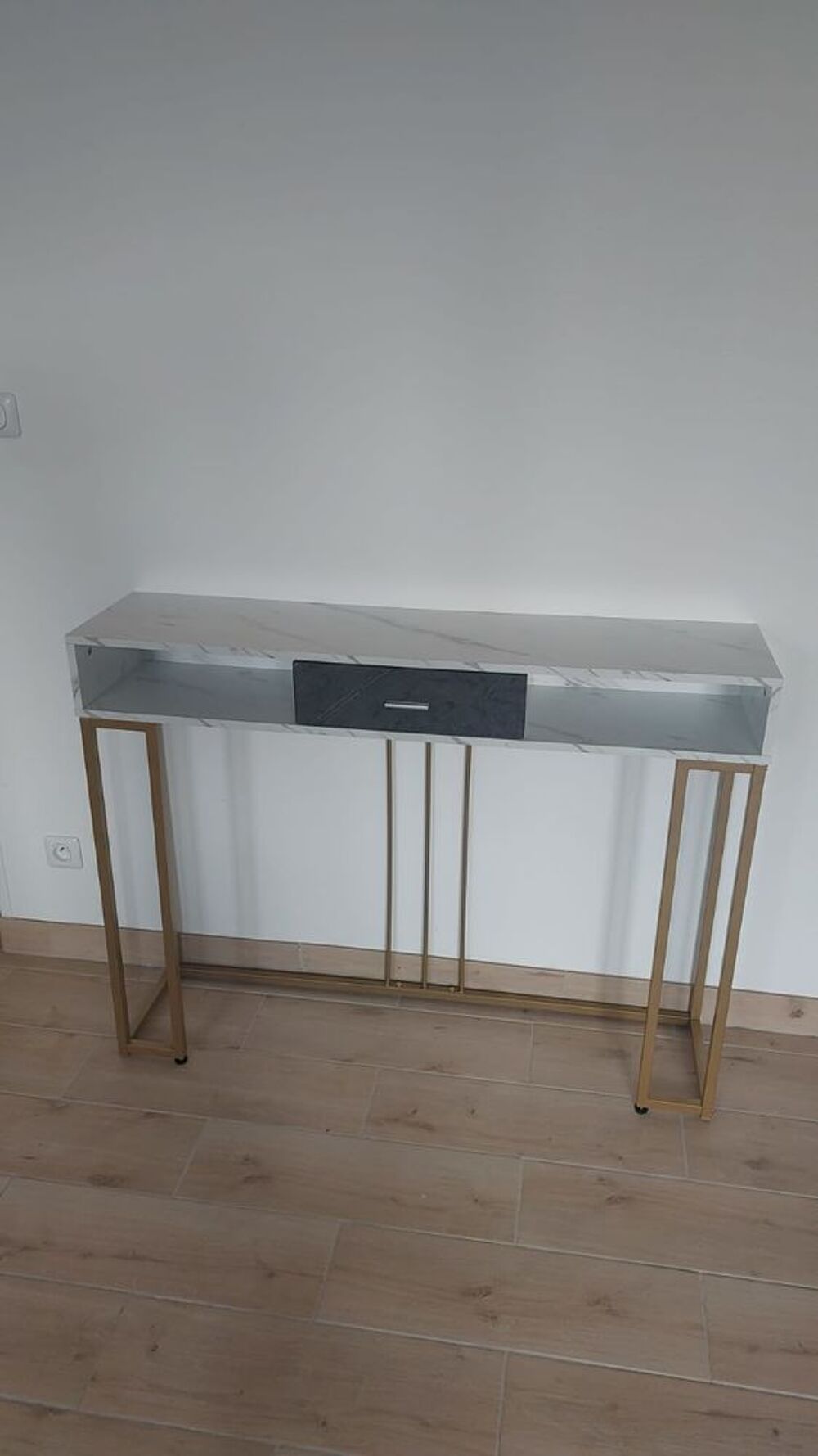 Table Console avec Tiroir Table d'Entr&eacute;e &agrave; 2 Niveaux Meubles