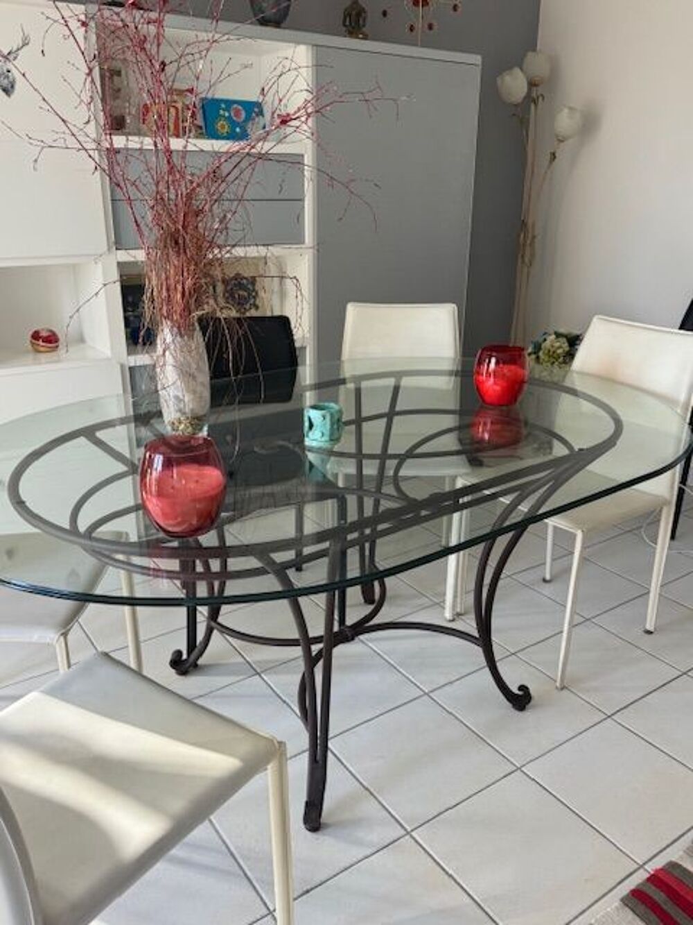 TABLE EN VERRE SALLE A MANGER PLATEAU DESIGN Meubles