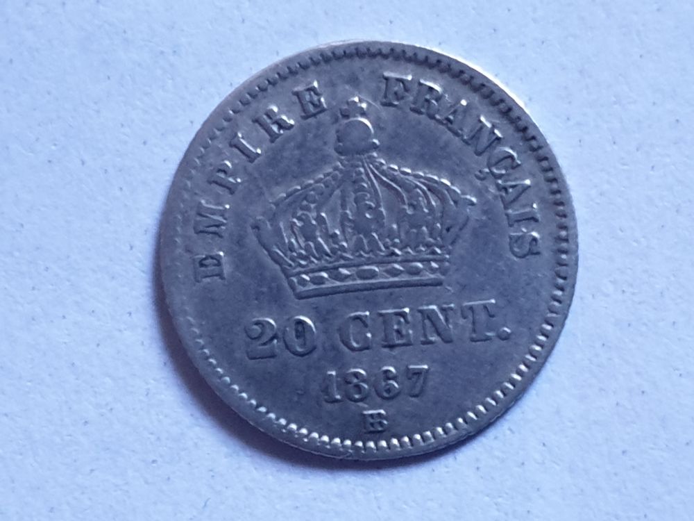 Pi&egrave;ce 20 centimes Napol&eacute;on III 1867BB 