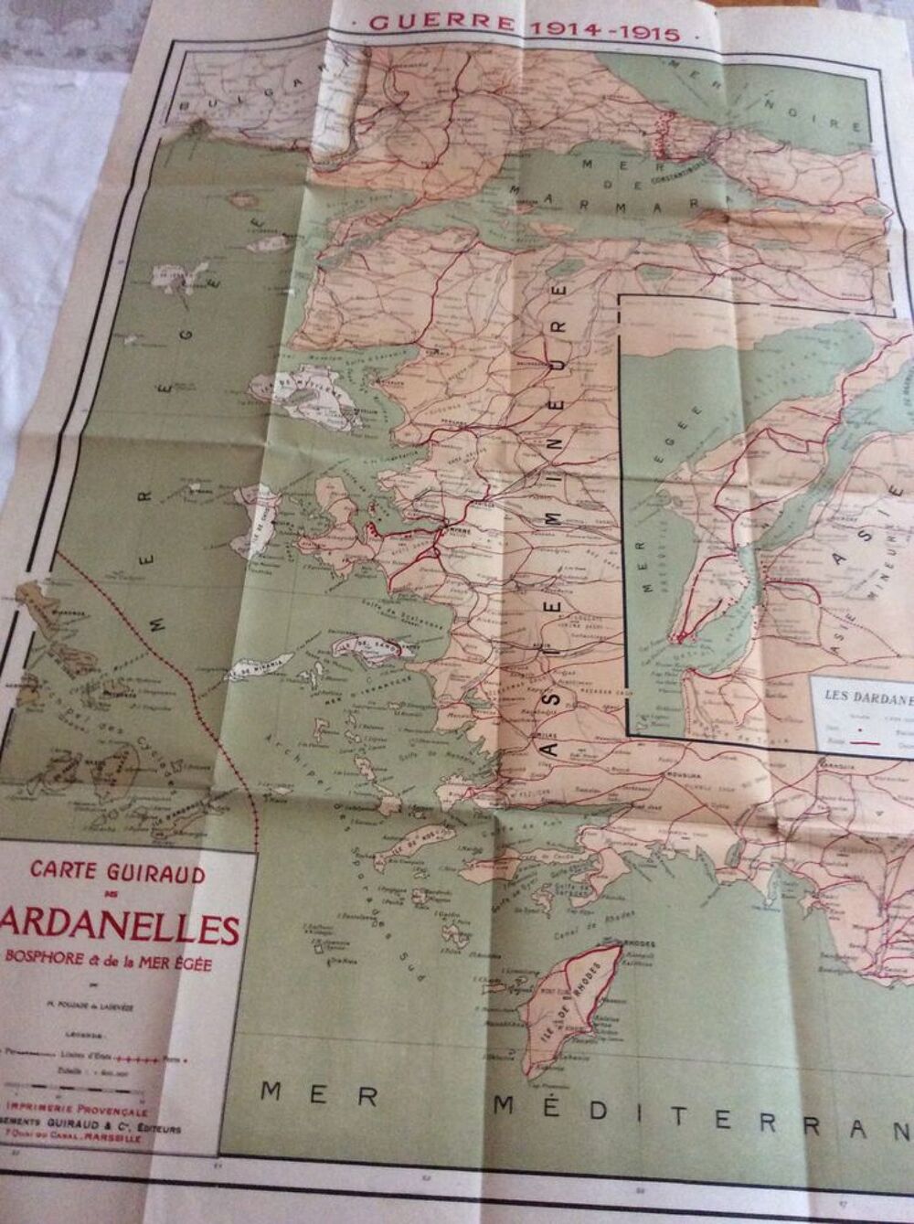 Carte ancienne Les Dardanelles Guerre 1914 1915 pliable 