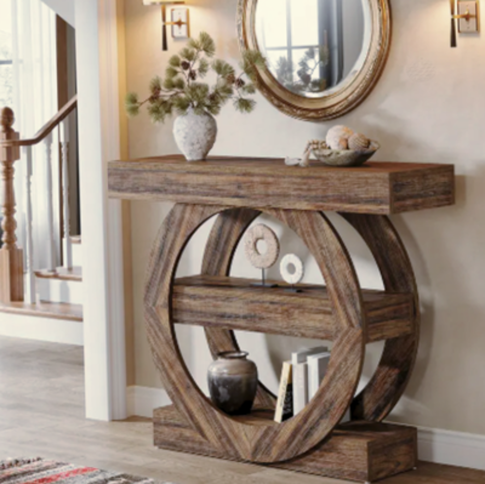 Console cercle sculpt&eacute; ? Meuble d'entr&eacute;e au design organique Meubles