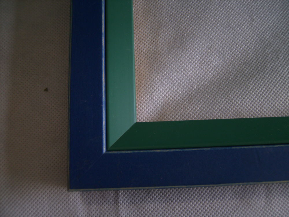 2 Cadres bois bleu-vert Décoration