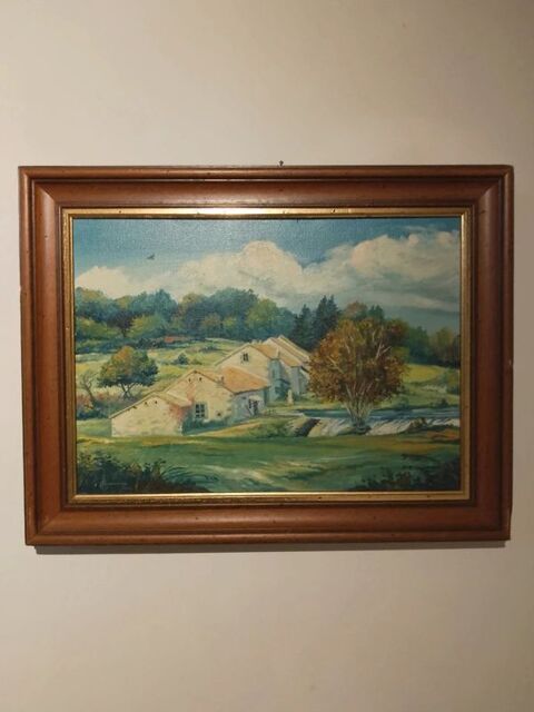 Magnifique tableau ancien peinture � l'acrylique sign� 200 Limoges (87)