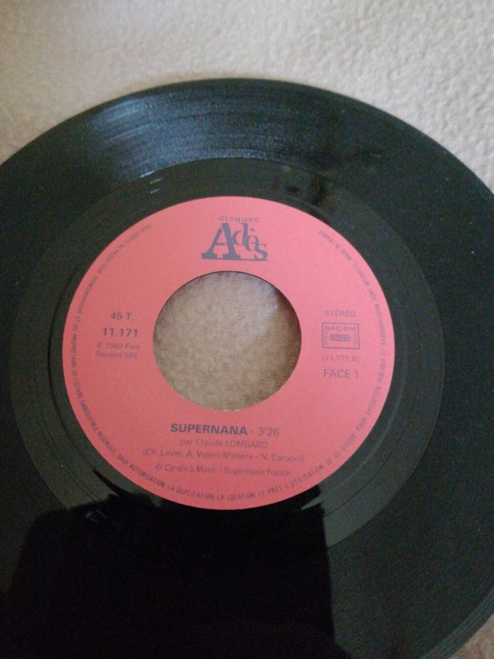 Vinyle 45 tours Supernana par Claude Lombard CD et vinyles