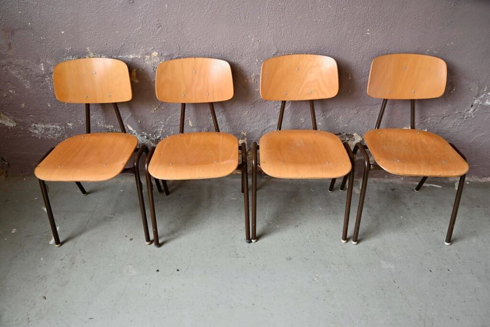Lot de 4 chaises vintage style industriel indus empilables Meubles