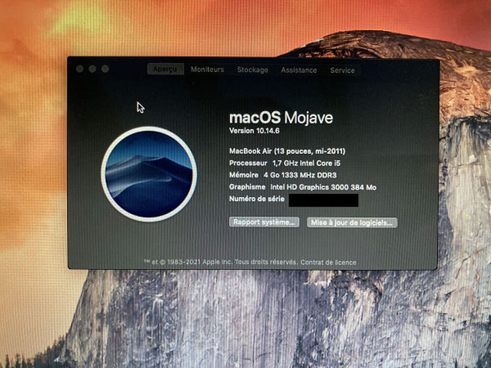 Mac book air mi 2011 13 pouces i5 Matériel informatique