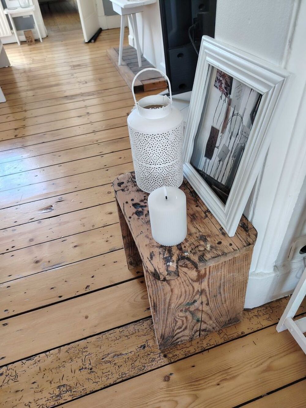 Authentique tabouret de traite ancien en bois massif " Charme rustique &amp; robuste 