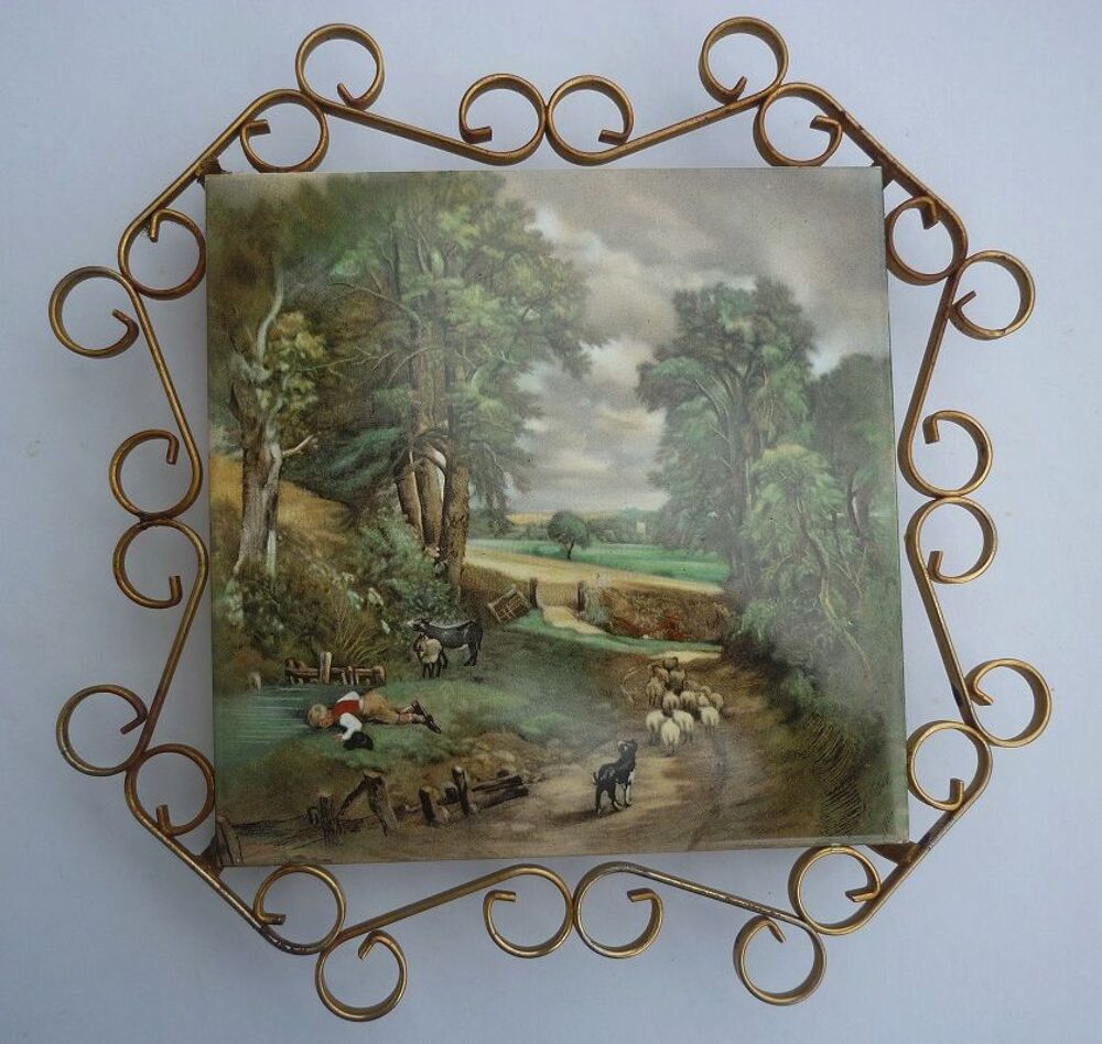 Deux dessous-plat vintage VILLEROY &amp; BOCH Sc&egrave;nes champ&ecirc;tres Cuisine