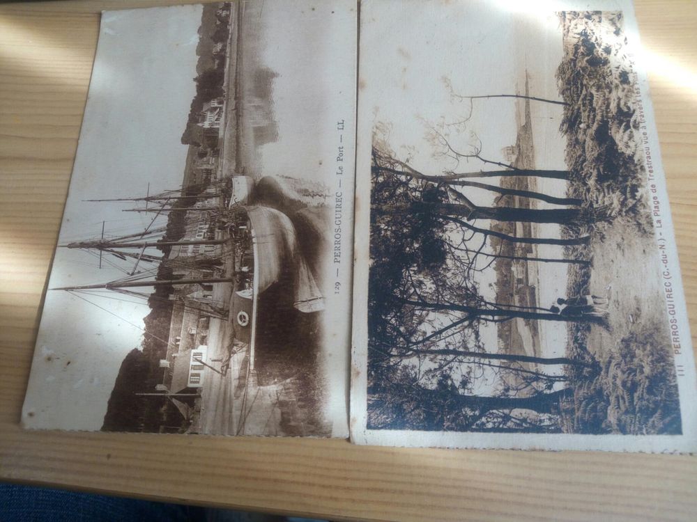 LOT DEUX CARTES POSTALES ANCIENNES PERROS GUIREC 