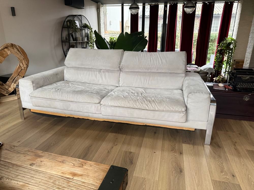 Lot de 2 canap&eacute;s cuir NIERI design italien gris clair Meubles
