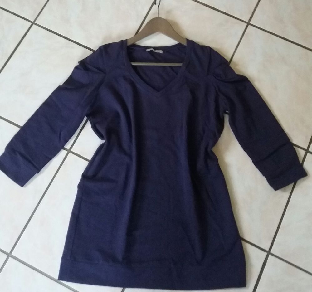 Pull tunique violet L 70 cm M . fronc&eacute;es T 38 - 40 / 40 Vêtements