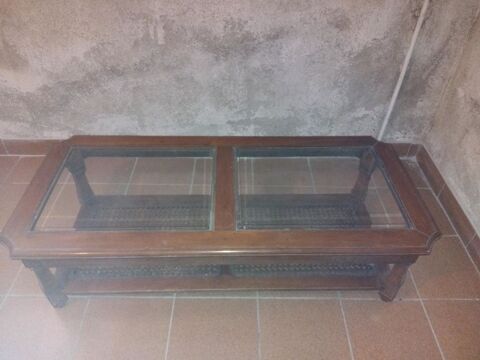 Table basse de salon en bois et rotin 40 Lourdes (65)