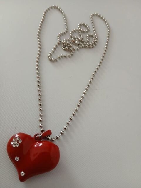 Joli sautoir c?ur rouge fleur strass N�1410 5 Beaune (21)