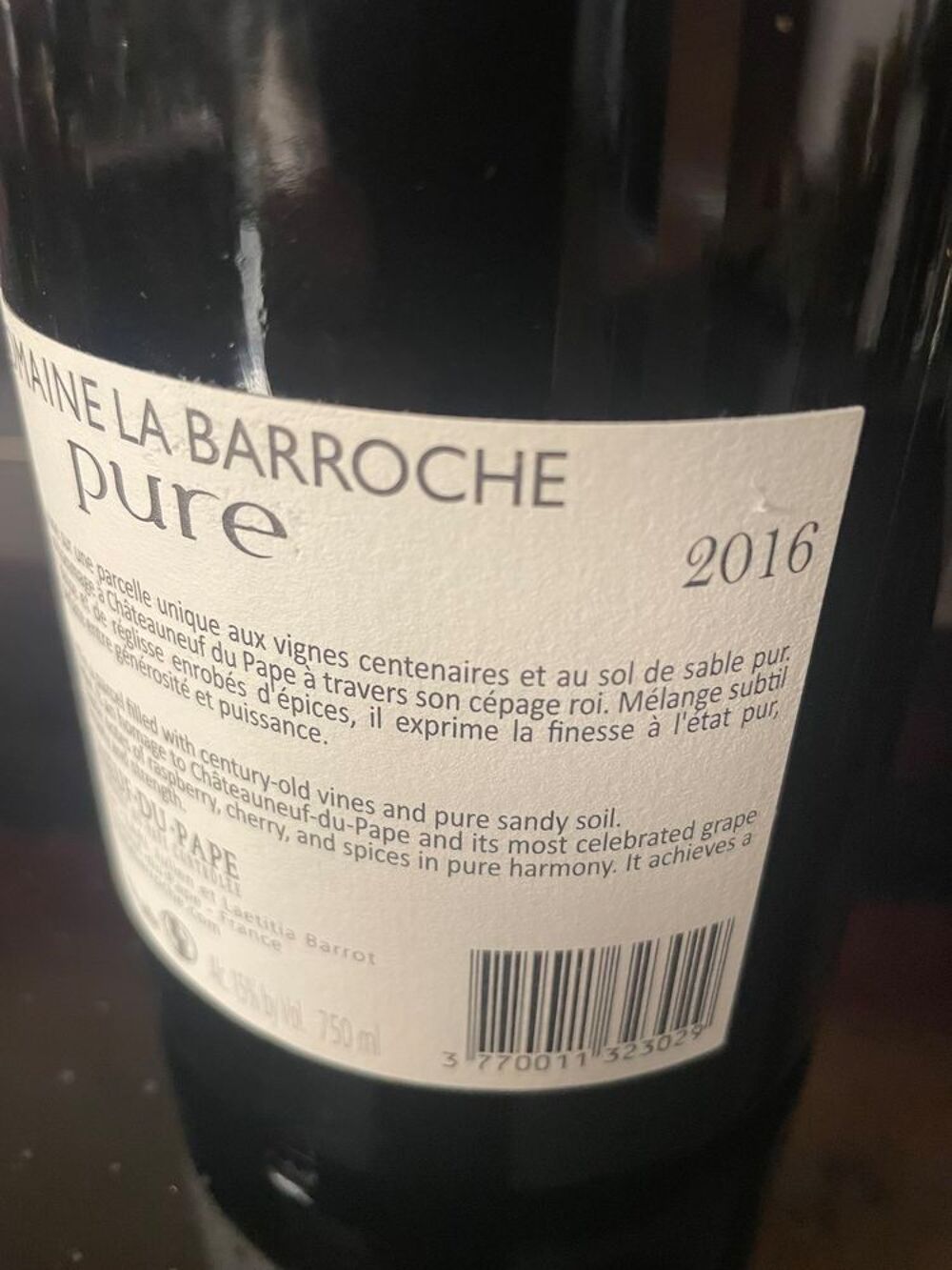 1 Bt CH&Acirc;TEAUNEUF-DU-PAPE, Pure 1016 99pk Dom la Barroche Cuisine