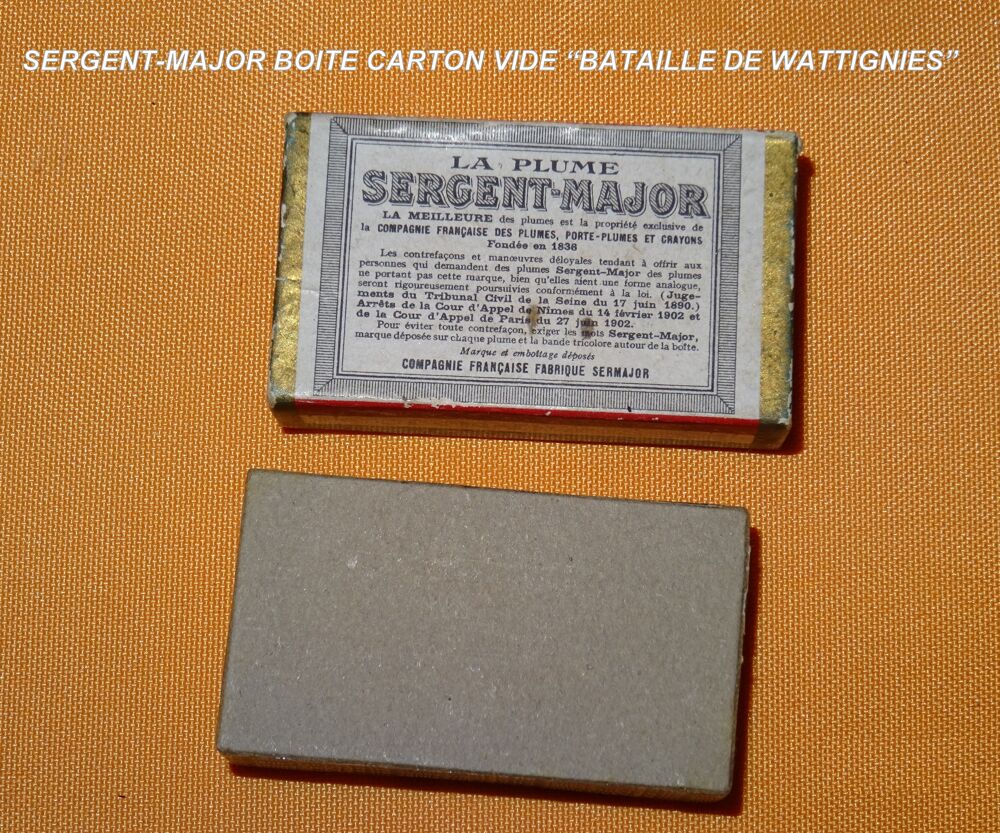 ANCIENNE BOITE CARTON SERGENT MAJOR "BATAILLE DE WATTIGNIES" 